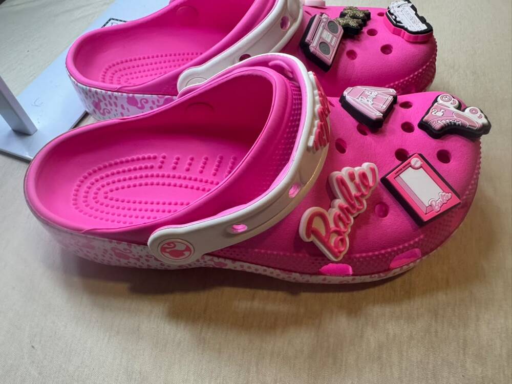 Crocs Classic Barbie Clog Electric Pink Women's Size 6 Charms